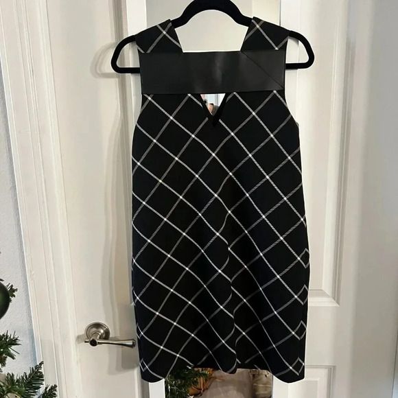 Rag & Bone Phoebe Shift Genuine Leather Dress Size 0 Color Black White - Picture 5 of 7